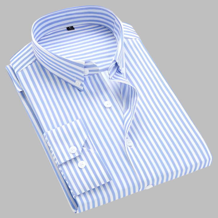 Casual men's long-sleeve plaid shirt, ideal for everyday style & versatile layering. Classic button-up.