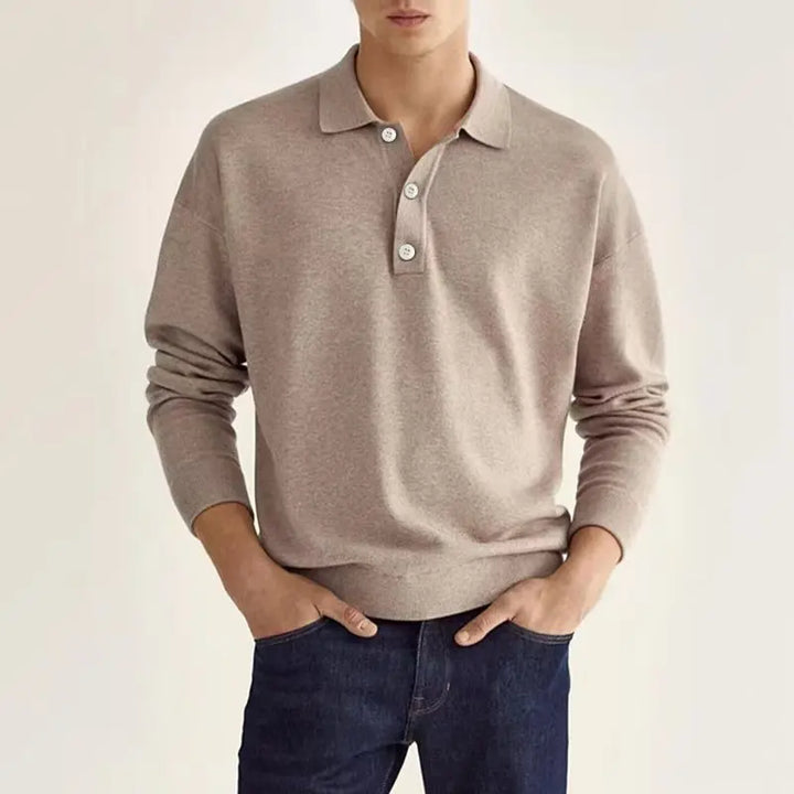 Men's classic long-sleeve polo shirt, ideal for smart casual year-round comfort. Versatile collared top for everyday fashion.