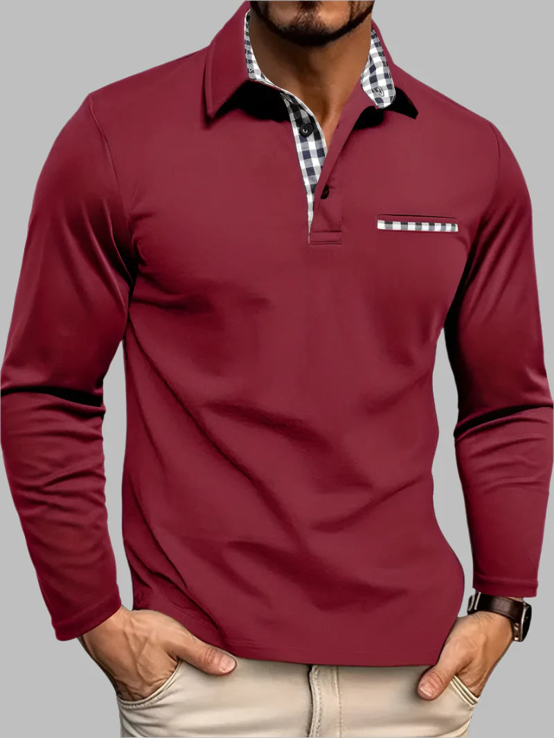 Tailored fit men's long-sleeve polo for versatile style. Ideal for casual or smart casual looks this season.
