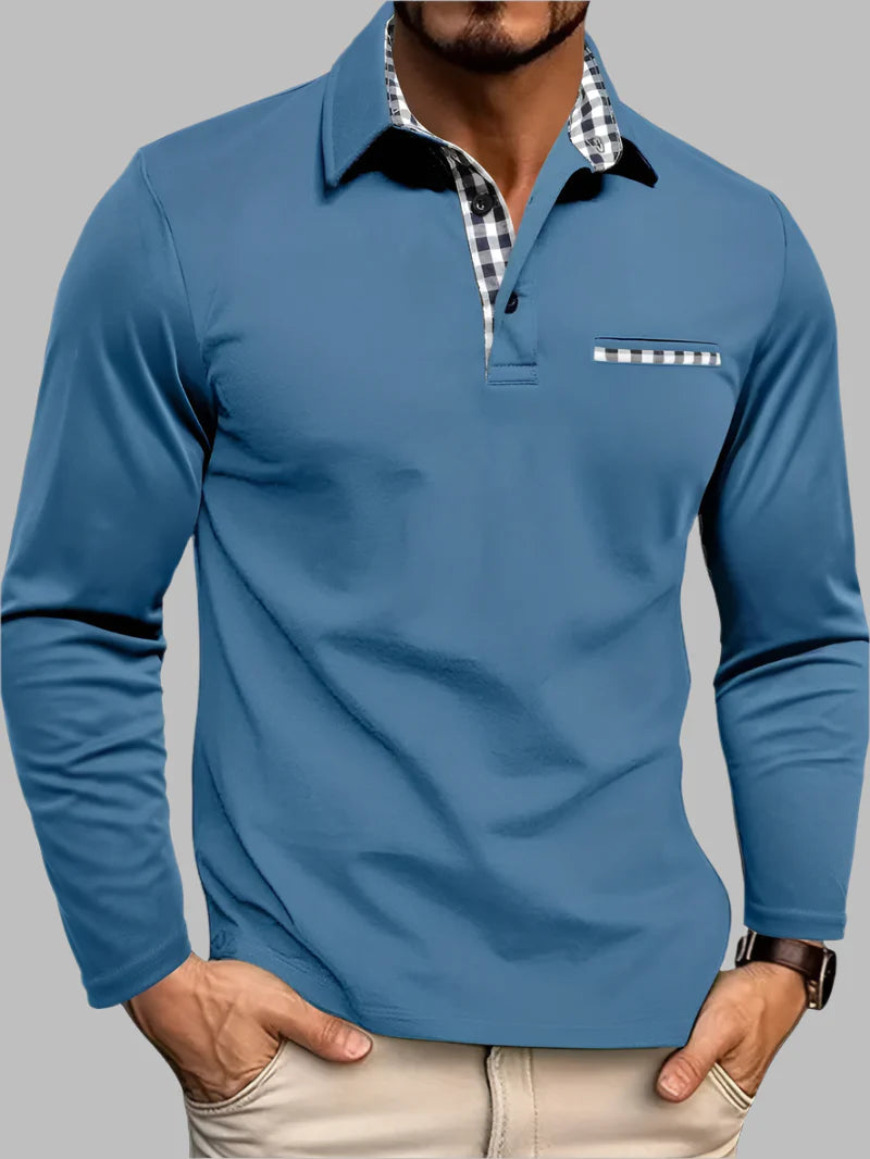 Breathable men's long-sleeve polo shirt for ultimate comfort. Classic design for everyday smart casual style.