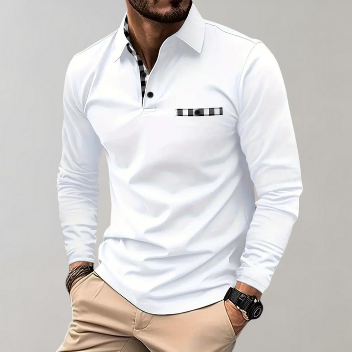 Timeless men's long-sleeve polo, ideal for casual or smart-casual occasions. Comfortable & stylish.
