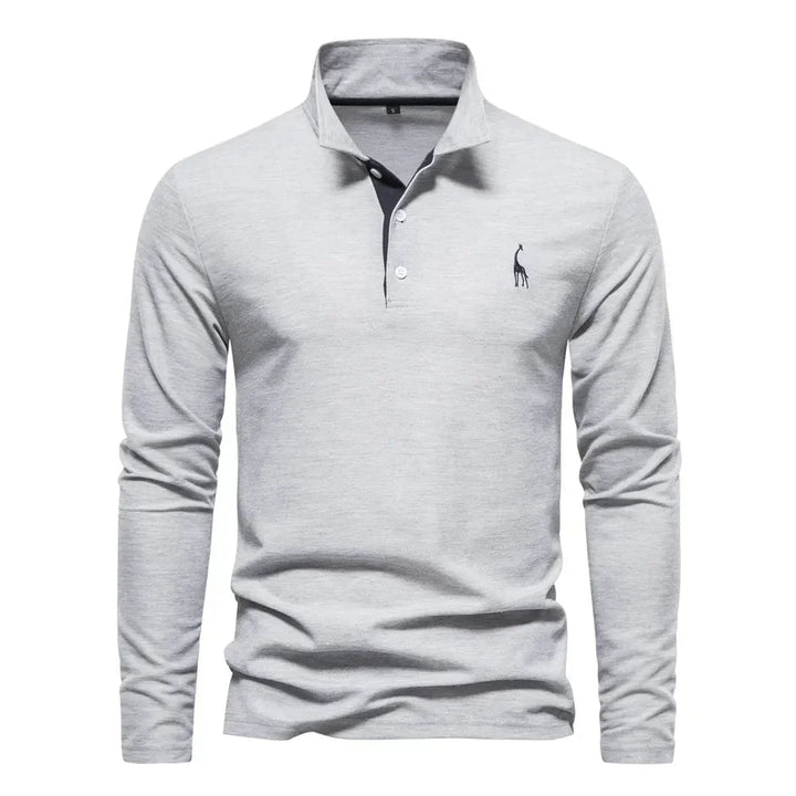 Men's classic long sleeve polo shirt, perfect for everyday comfort & smart casual style. Versatile men's fashion.