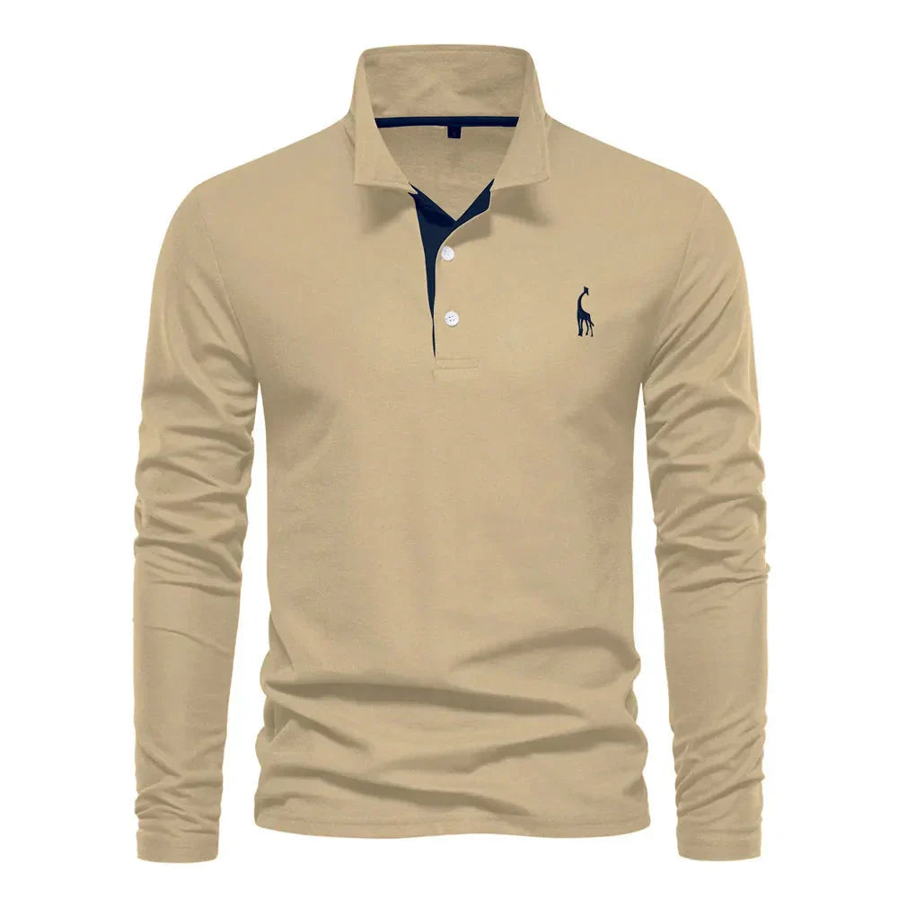 Classic men's long sleeve polo shirt in a timeless design, perfect for casual wear & versatile fashion.