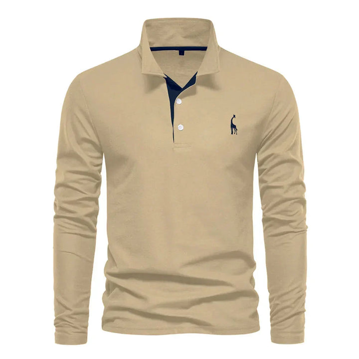 Classic men's long sleeve polo shirt in a timeless design, perfect for casual wear & versatile fashion.