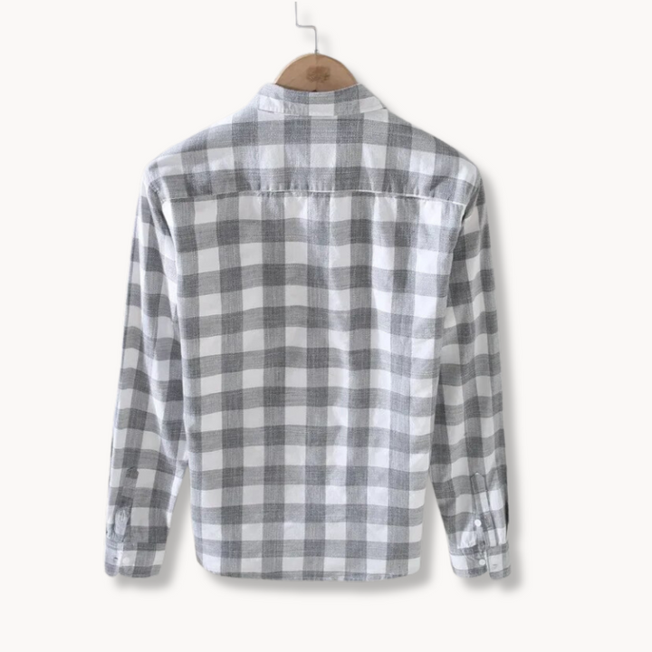 Regular fit men's long sleeve button-front gingham check shirt, a versatile and comfortable casual fashion staple.