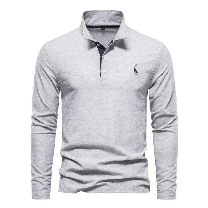 A man's wardrobe staple: a comfortable and breathable long-sleeved polo shirt for everyday style.
