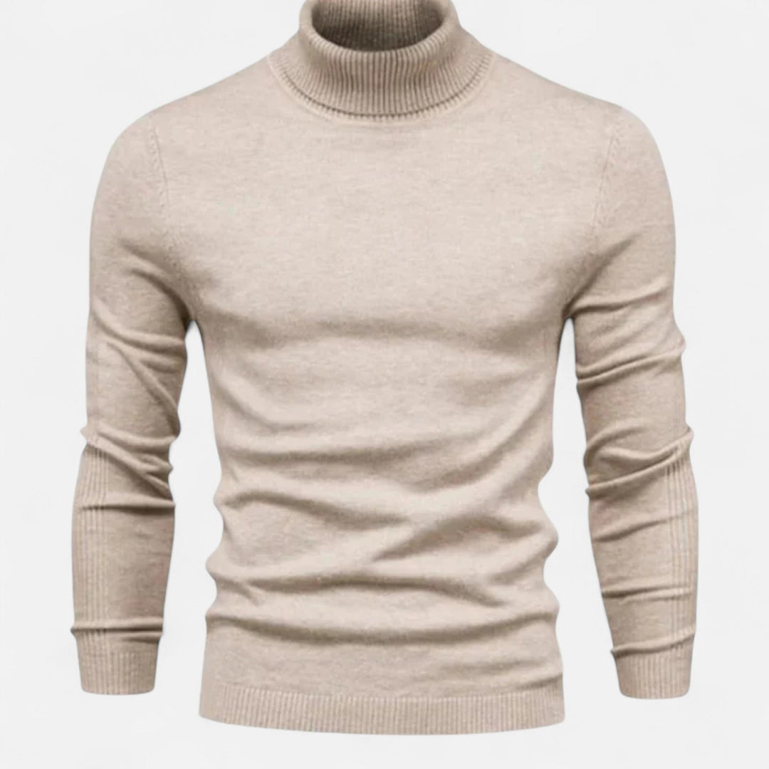 Smart casual look: Men's merino wool crew neck sweater in charcoal grey.