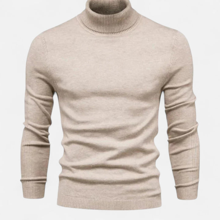 Smart casual look: Men's merino wool crew neck sweater in charcoal grey.