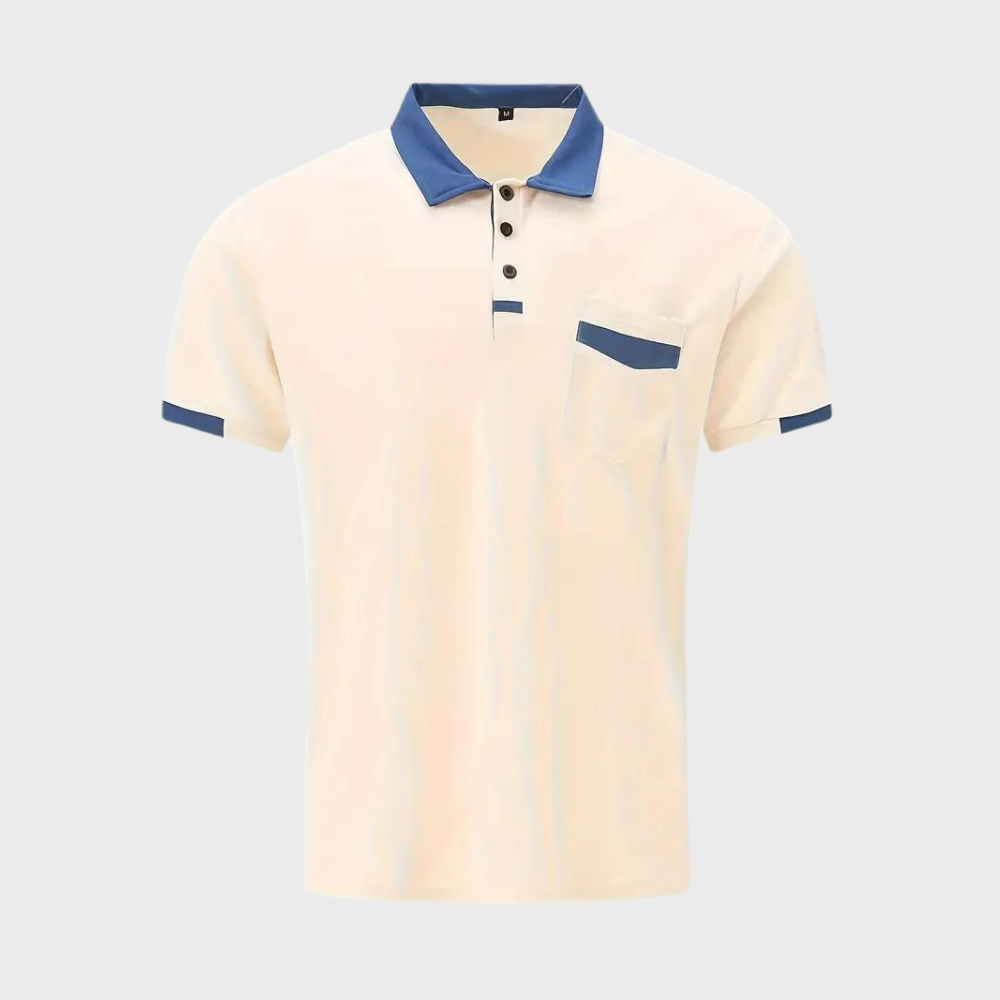 Flat lay of a men's classic polo shirt in heather gray, ready for effortless casual & everyday summer style.