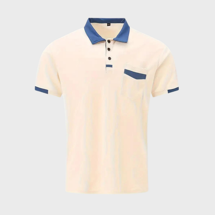 Flat lay of a men's classic polo shirt in heather gray, ready for effortless casual & everyday summer style.