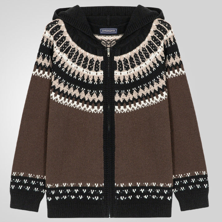 Comfortable men's zipper jacket with classic Norwegian pattern, perfect for casual outerwear.