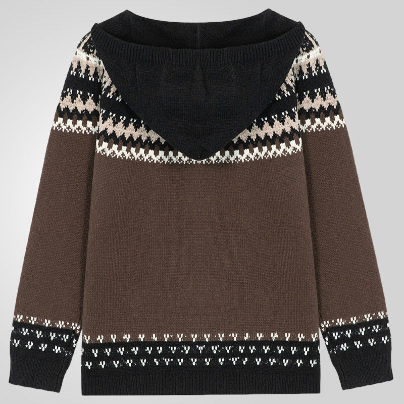 Stylish men's winter zipper jacket featuring a traditional Norwegian pattern design, ideal for casual comfort.