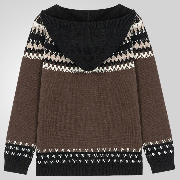 Stylish men's winter zipper jacket featuring a traditional Norwegian pattern design, ideal for casual comfort.