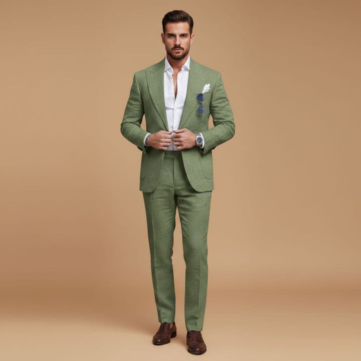 Crisp white shirt paired with a sharp men's two-piece suit.