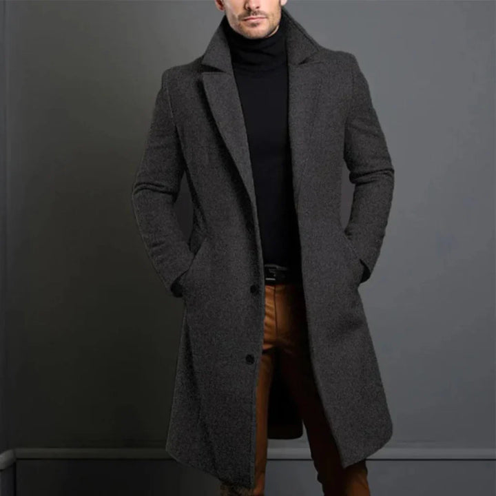 Elegant men's tailored overcoat, a timeless business coat & formal jacket for winter fashion.