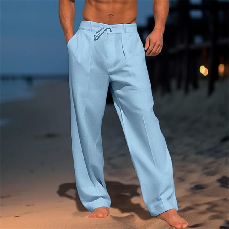 Classic men's plain wide leg trousers, a versatile and comfortable choice for modern men's casual fashion.