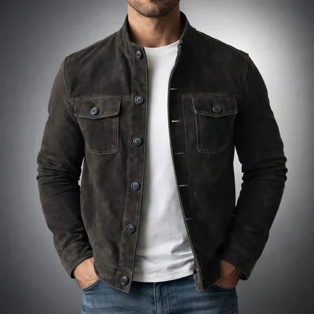 Classic men's jacket, durable outerwear with practical pockets & tailored fit.