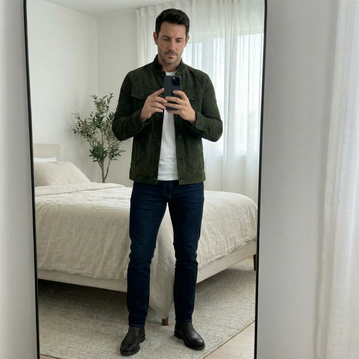 Premium men's outerwear: a classic pocket jacket designed for comfort & style.