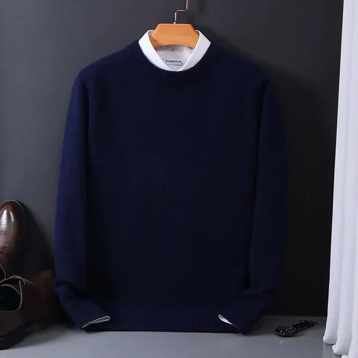 Elegant men's V-neck pullover sweater, ideal for formal wear or comfortable everyday style.