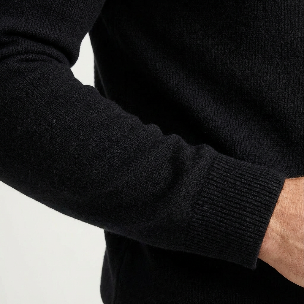 Stylish men's quarter-zip jumper. Versatile long sleeve pullover, great for smart-casual outfits and layering.