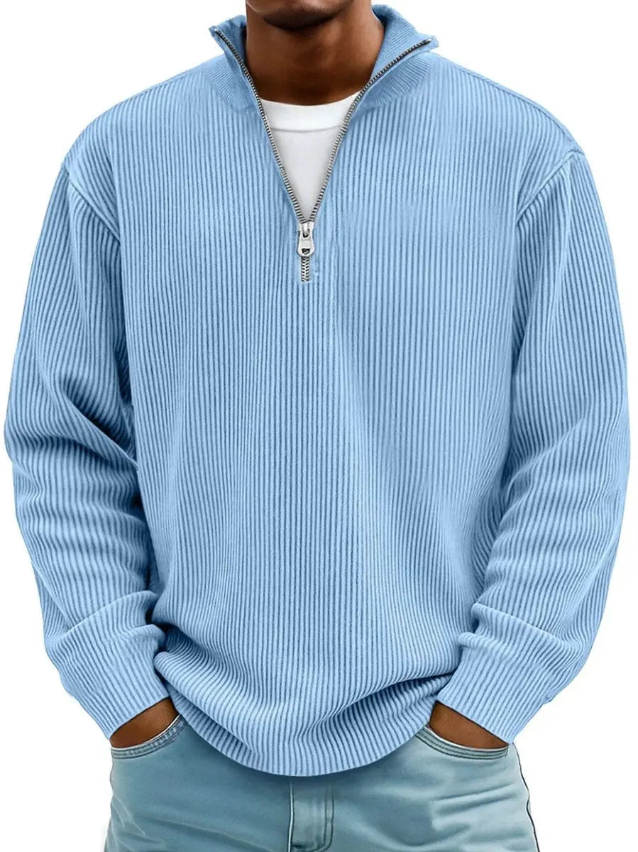 Men's classic quarter-zip pullover sweater, offering comfort & smart casual style. Perfect for everyday wear.
