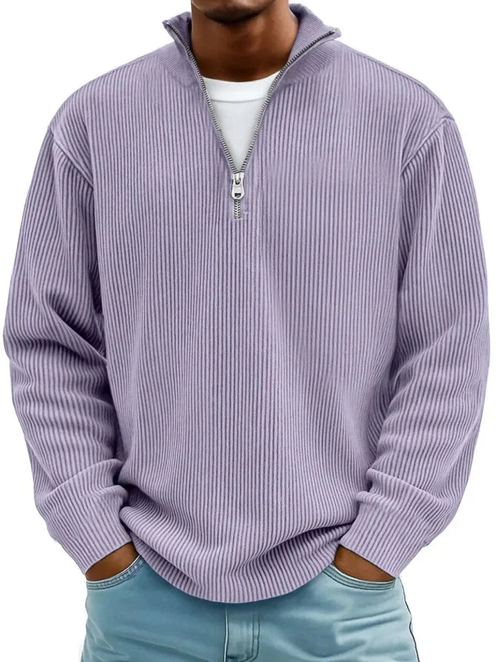 Stylish men's quarter-zip pullover, essential smart casual fashion. Great layering top for men's apparel.