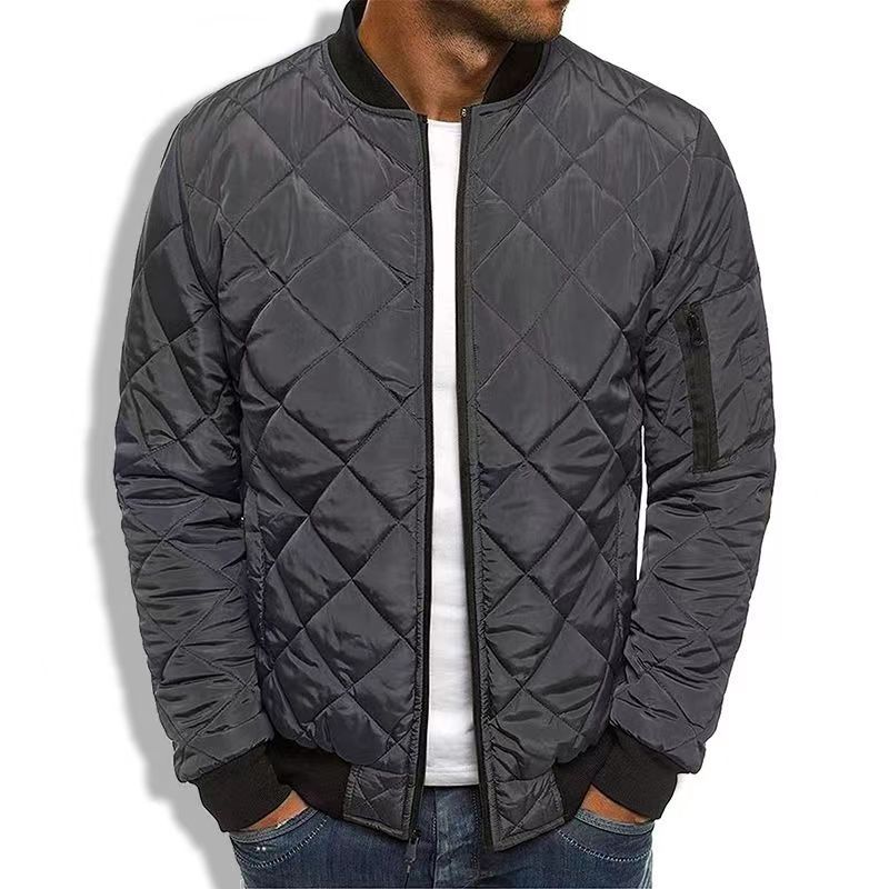 Essential men's classic quilted bomber jacket, an everyday casual outerwear piece for autumn & winter.