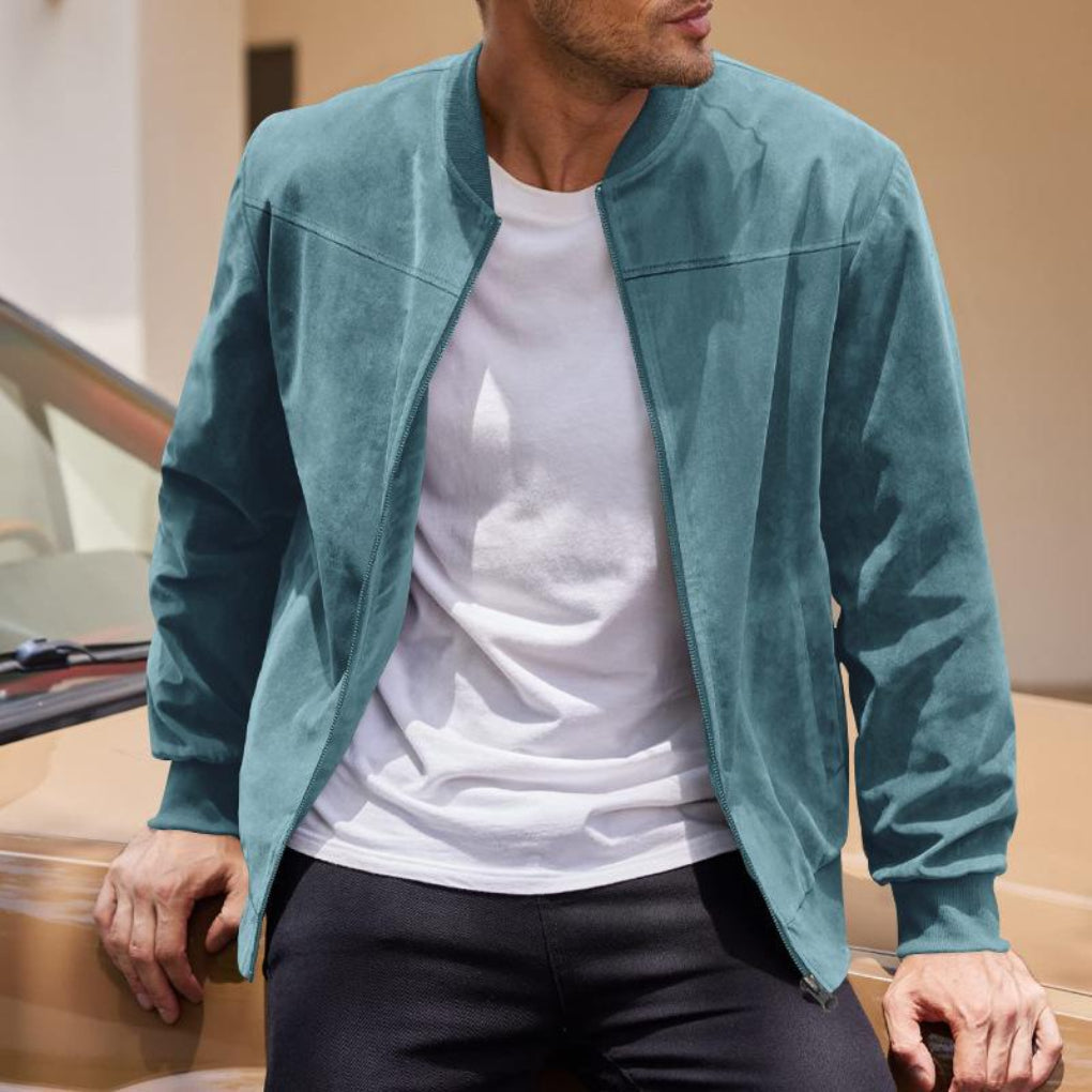 Stylish men's retro zip-up jacket, a versatile classic for everyday wear, ideal for street style and comfort.