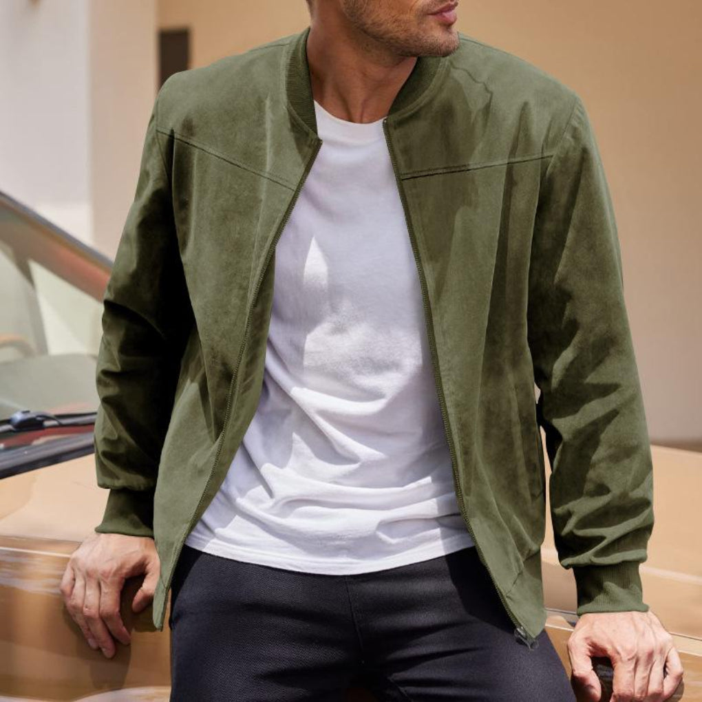 Classic men's zip-up retro jacket, a timeless and comfortable outerwear choice for modern everyday fashion.