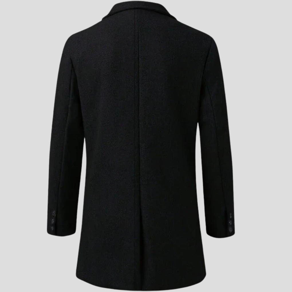 Stylish men's revere collar overcoat, an elegant long jacket for men's fashion, formal events & cold weather.