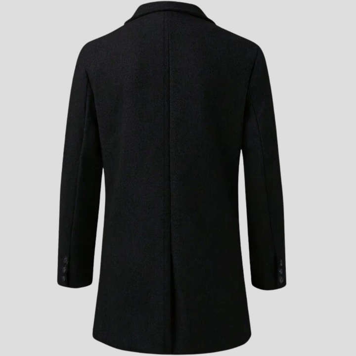 Stylish men's revere collar overcoat, an elegant long jacket for men's fashion, formal events & cold weather.