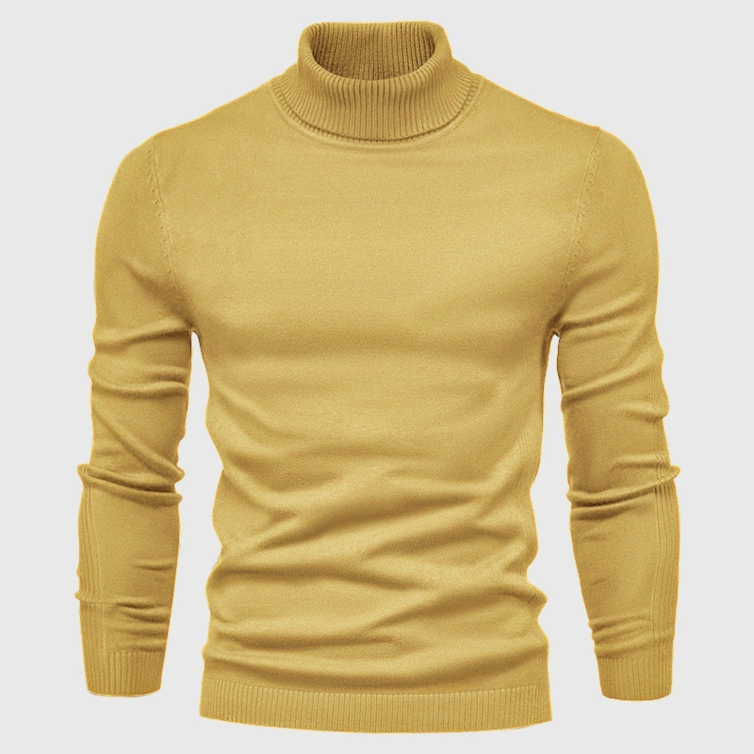 Textured men's roll neck jumper, a comfortable long sleeve sweater with a timeless classic style.