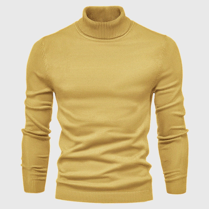 Textured men's roll neck jumper, a comfortable long sleeve sweater with a timeless classic style.
