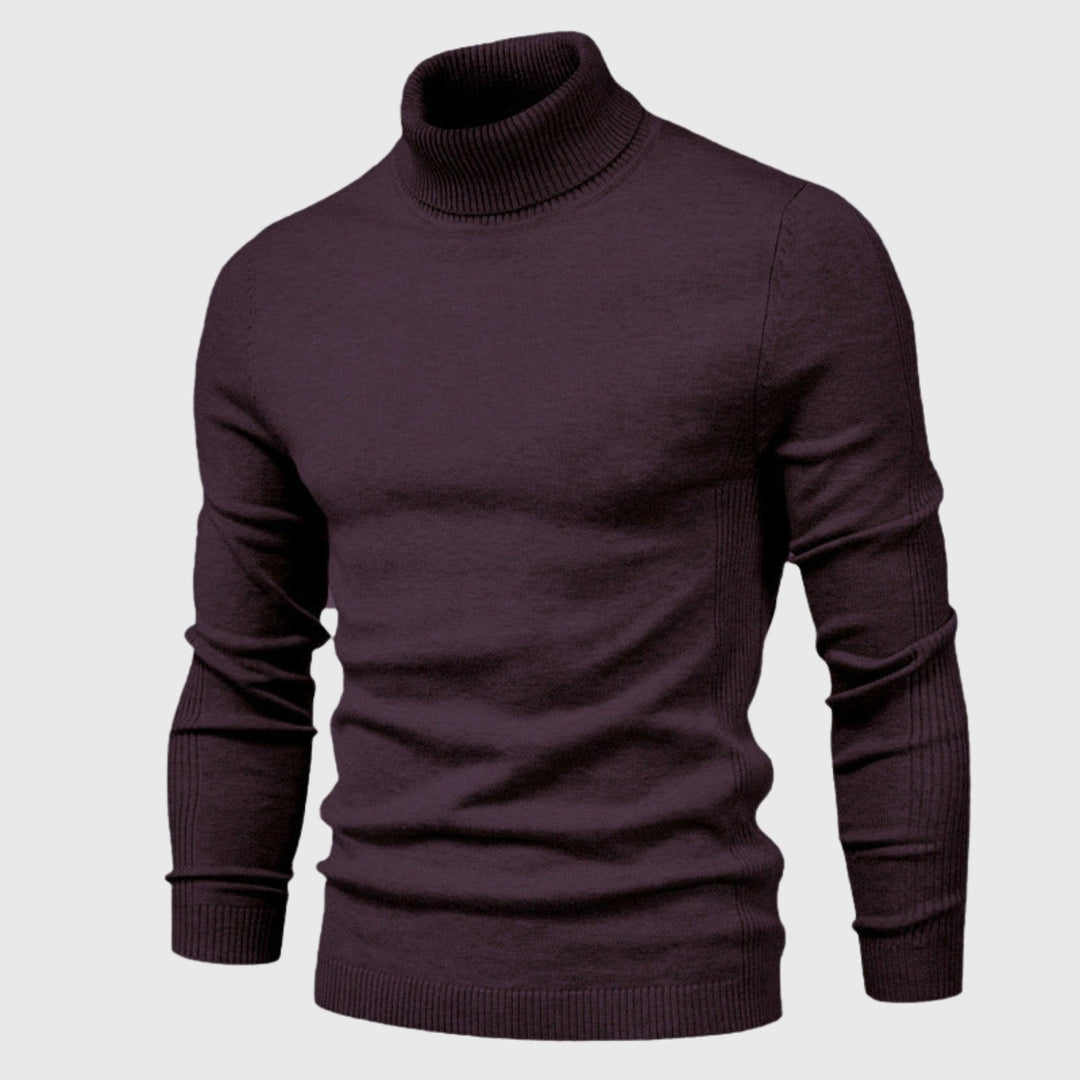Timeless men's roll neck jumper, a classic style knit offering a comfortable fit for any season.