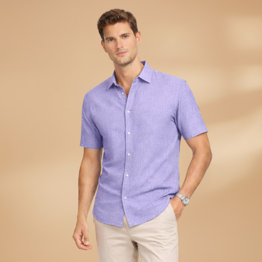 Men's summer fashion short sleeve button-up shirt, great for casual & smart casual events.