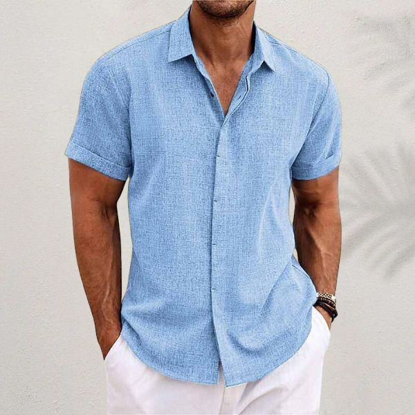 Men's casual short-sleeve collared shirt, ideal for relaxed everyday wear or stylish summer fashion.