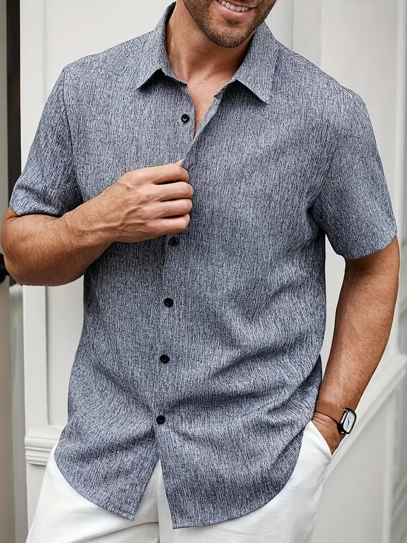 Stylish men's lightweight short sleeve summer shirt, perfect for a relaxed yet fashionable warm weather look.
