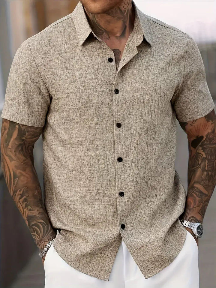 Versatile men's casual short sleeve shirt, a wardrobe essential for everyday style and comfortable summer wear.
