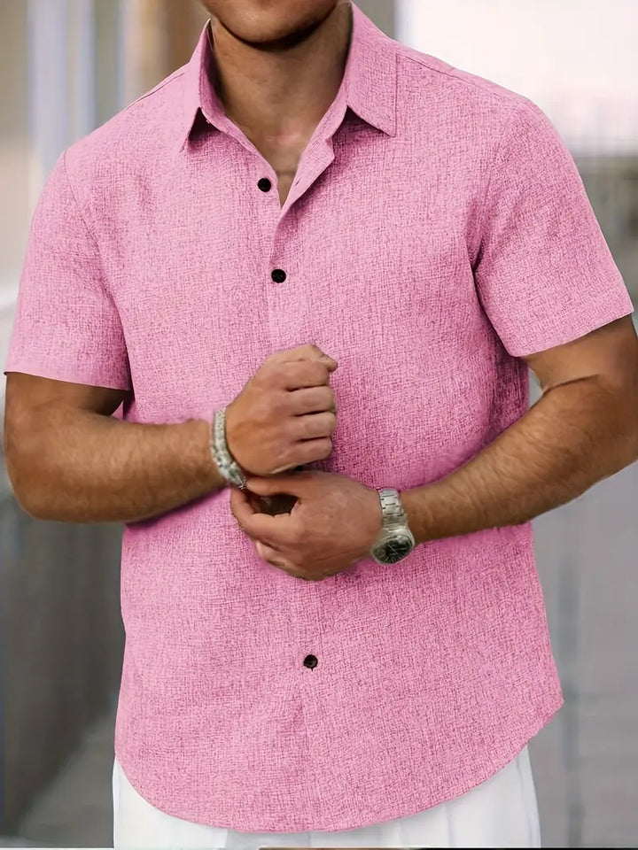 Fashionable men's relaxed fit short sleeve shirt, great for stylish everyday wear and comfortable summer fashion.