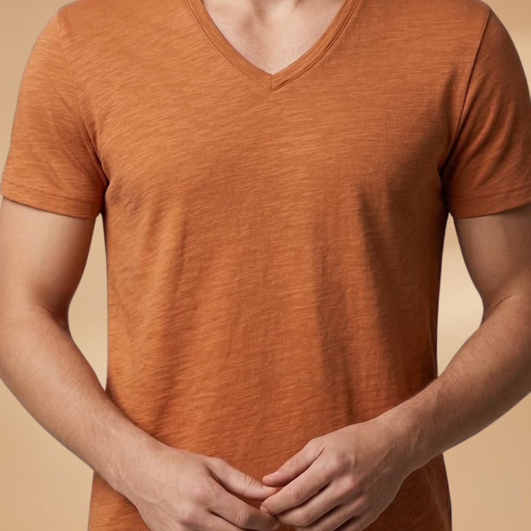 Classic men's short sleeve crew neck t-shirt, an essential summer tee for comfortable everyday style.