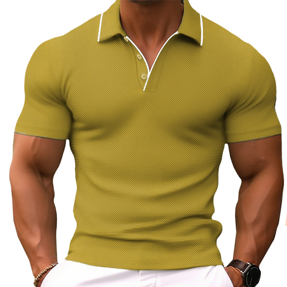 Versatile men's fashion polo shirt, short sleeve & slim fit for a sleek look in any casual setting.