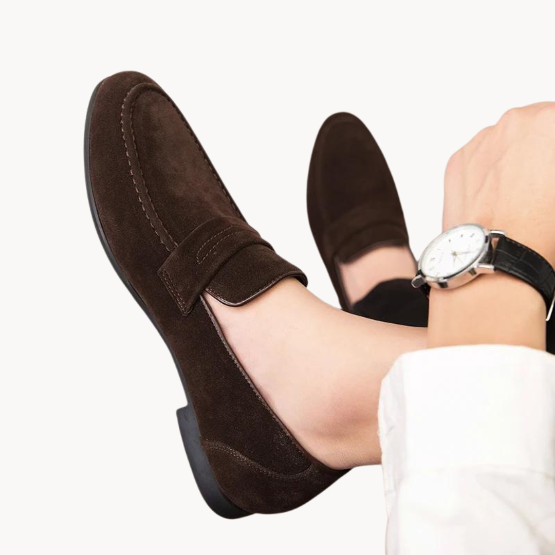 Men's comfortable penny loafers, classic slip-on design, lightweight with a matte finish. Perfect casual or formal footwear.