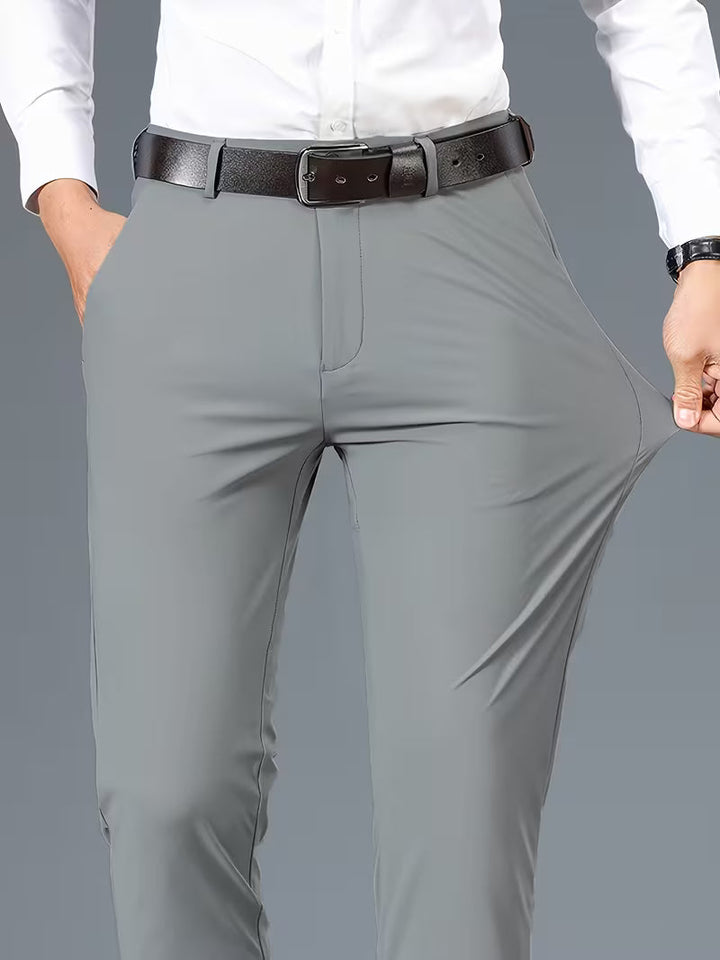 Men's classic stretchable navy blue trousers, perfect for comfortable everyday and smart casual wear.