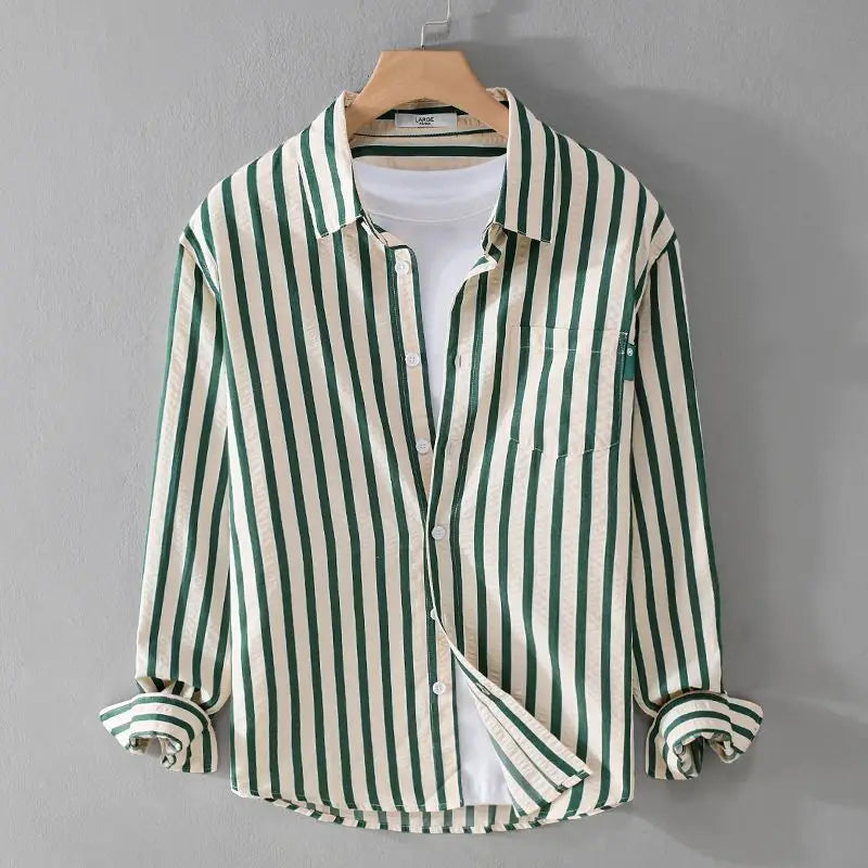 Men's classic striped long sleeve button-down shirt. Ideal for smart casual & everyday wear.