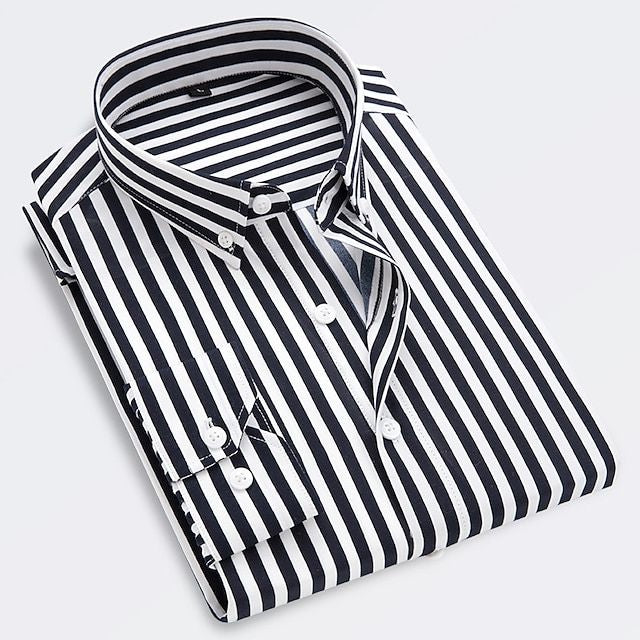 Tailored fit men's striped shirt, showcasing a comfortable fabric. Ideal for classic everyday men's style.