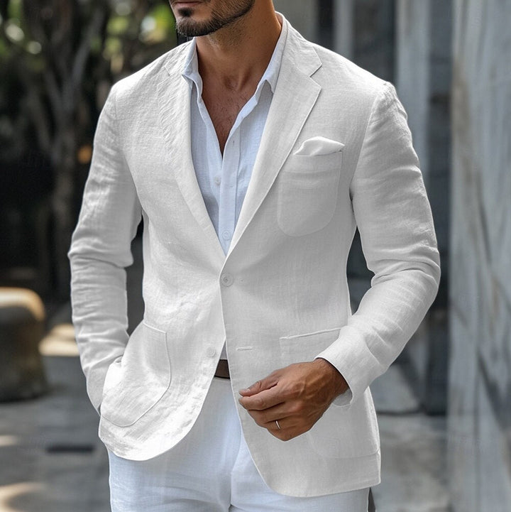 Men's classic summer blazer, tailored fit, lightweight for smart casual or business casual style.