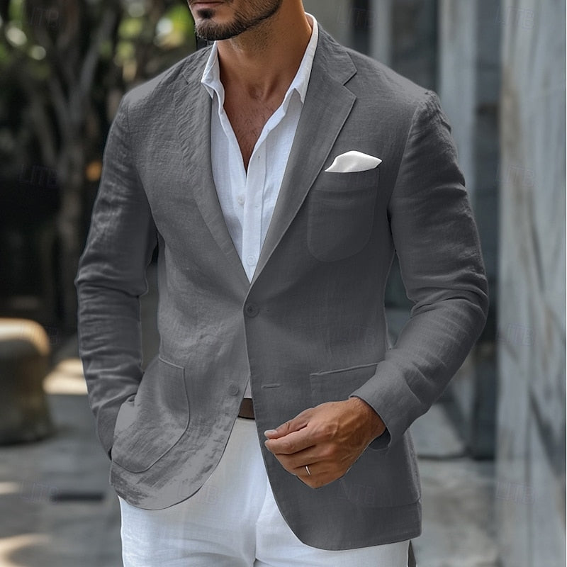 Classic men's tailored summer blazer, ideal for smart casual, business casual, or formal wear.