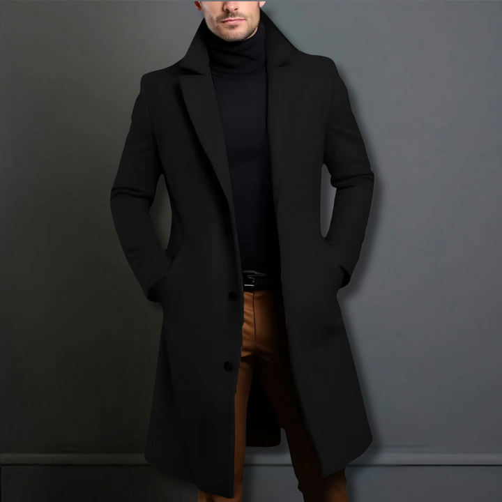 Timeless men's classic tailored overcoat, perfect elegant business outerwear for fall and winter smart style.