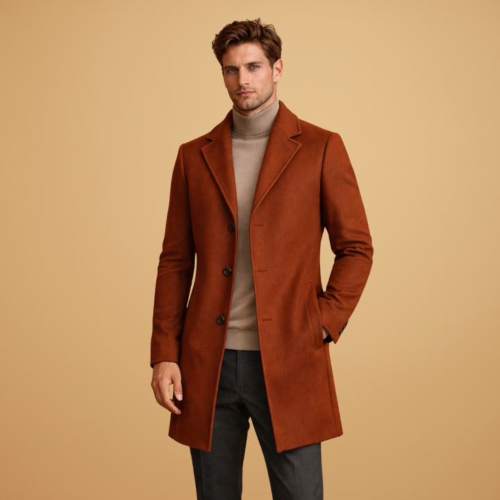 Versatile menswear: a classic tailored overcoat that elevates any outfit.