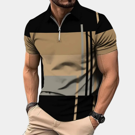 Soft fabric men's tailored polo shirt, short-sleeved for everyday comfort & versatile summer fashion. Classic fit.